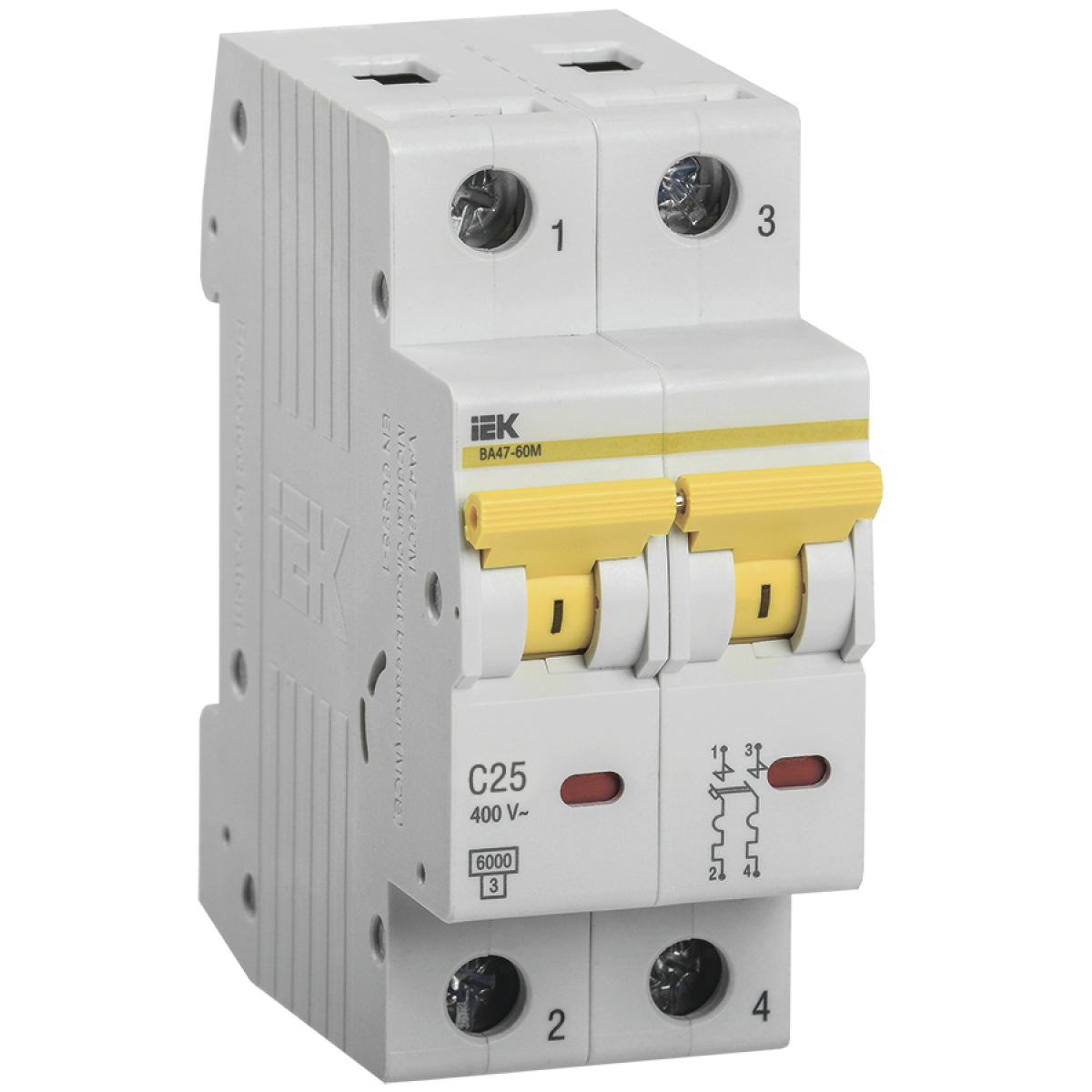 Авт.викл. ВА 47-60 2Р 25А 6 кА х-ка C IEK