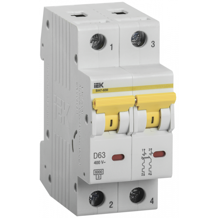 Авт.выкл. ВА 47-60 1Р 63А 6 кА  х-ка D IEK