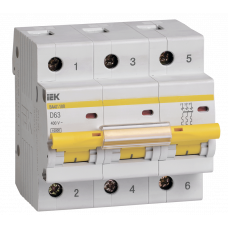 Автоматичний вимикач ВА47-100 3Р 63А 10кА х-ка D