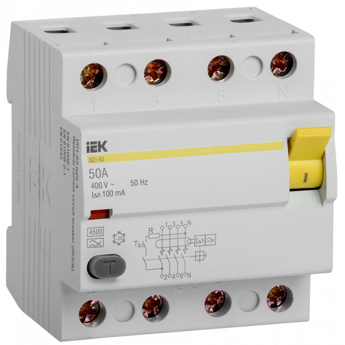 УЗО ВД1-63 4Р 50А 100мА тип А IEK