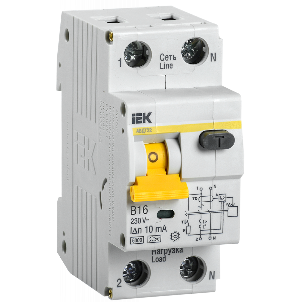 Авт. вимк. дифф. струму АВДТ32 B16 10мА IEK