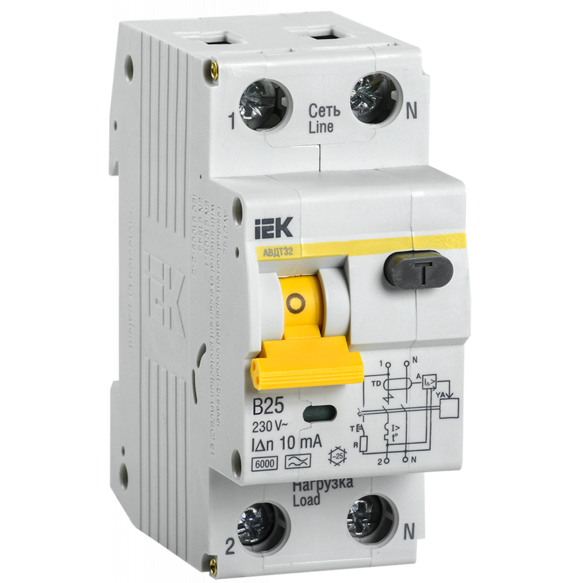 Авт. выкл. дифф. тока АВДТ32  B25 10мА IEK