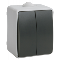 ВС20-2-0-ФСр Выключатель двухклавишный для открытой установки ФОРС IP54 IEK