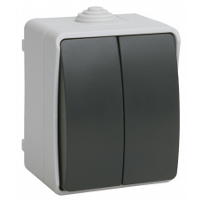 ВС20-2-0-ФСр Выключатель двухклавишный для открытой установки ФОРС IP54 IEK