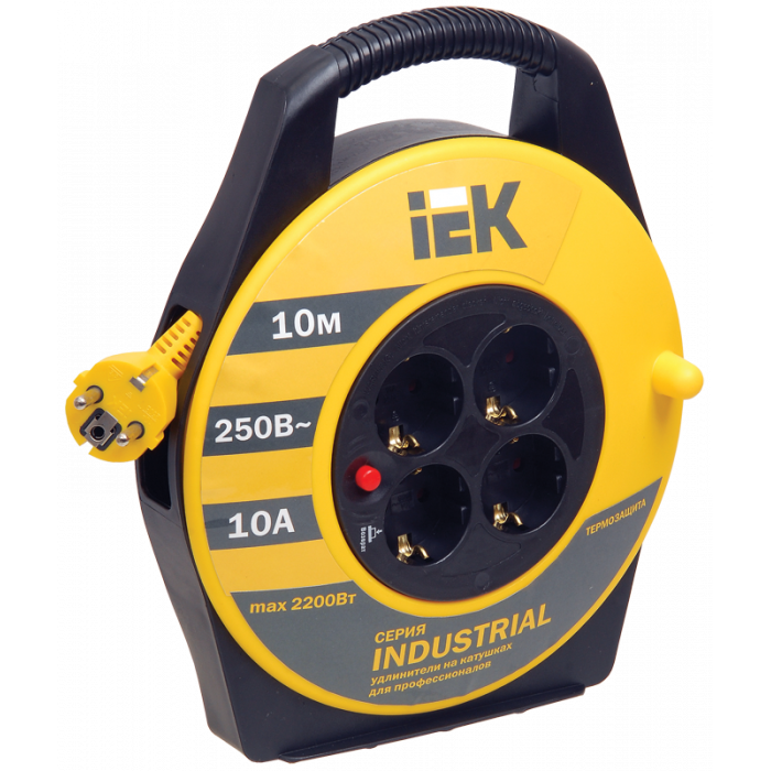 Катушка УК10 с т/з 4 места 2Р+PЕ/10м 3х1,0 мм2 