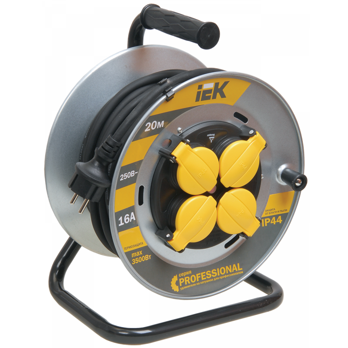 Котушка УК20 на мет з т/з 4 місця 2Р+PЕ/20м КГ 3х1,5мм2 IP44 