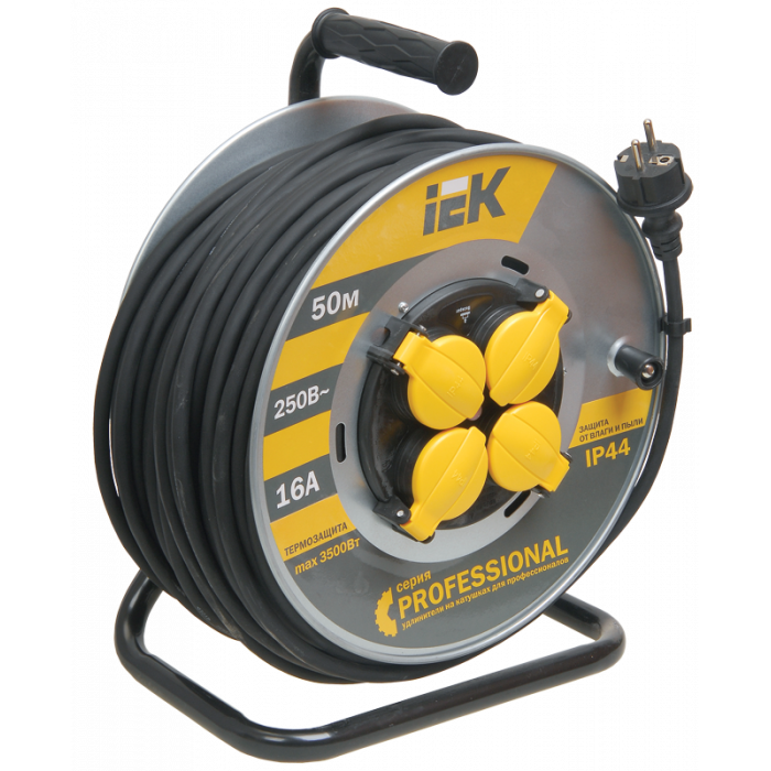 Котушка УК50 на мет з т/з 4 місця 2Р+PЕ/50м КГ 3х2,5мм2 IP44 