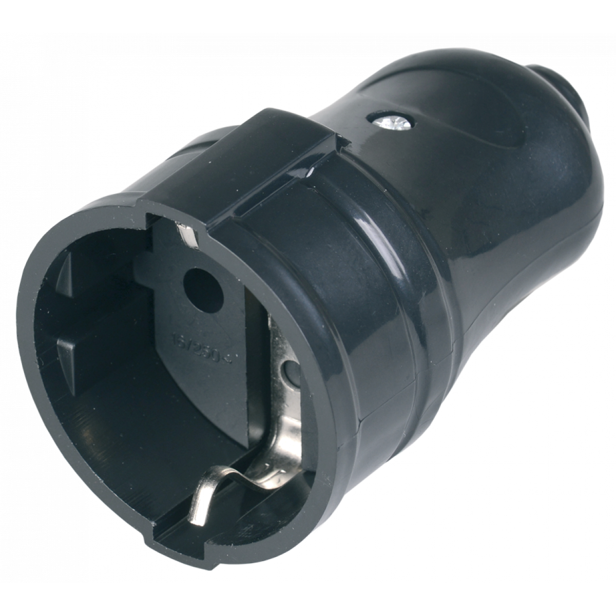 РПп10-02-Ст Розетка разборная прямая с з/к 16А черная