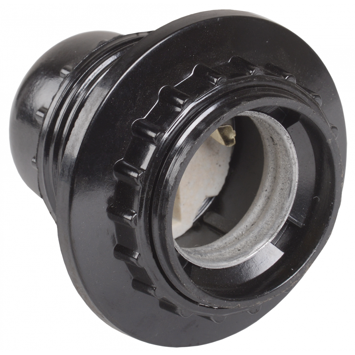 ПКБ27-04-К11 Патрон карболітовий з кільцем, Е27, чорний, індивідуальний пакет, IEK