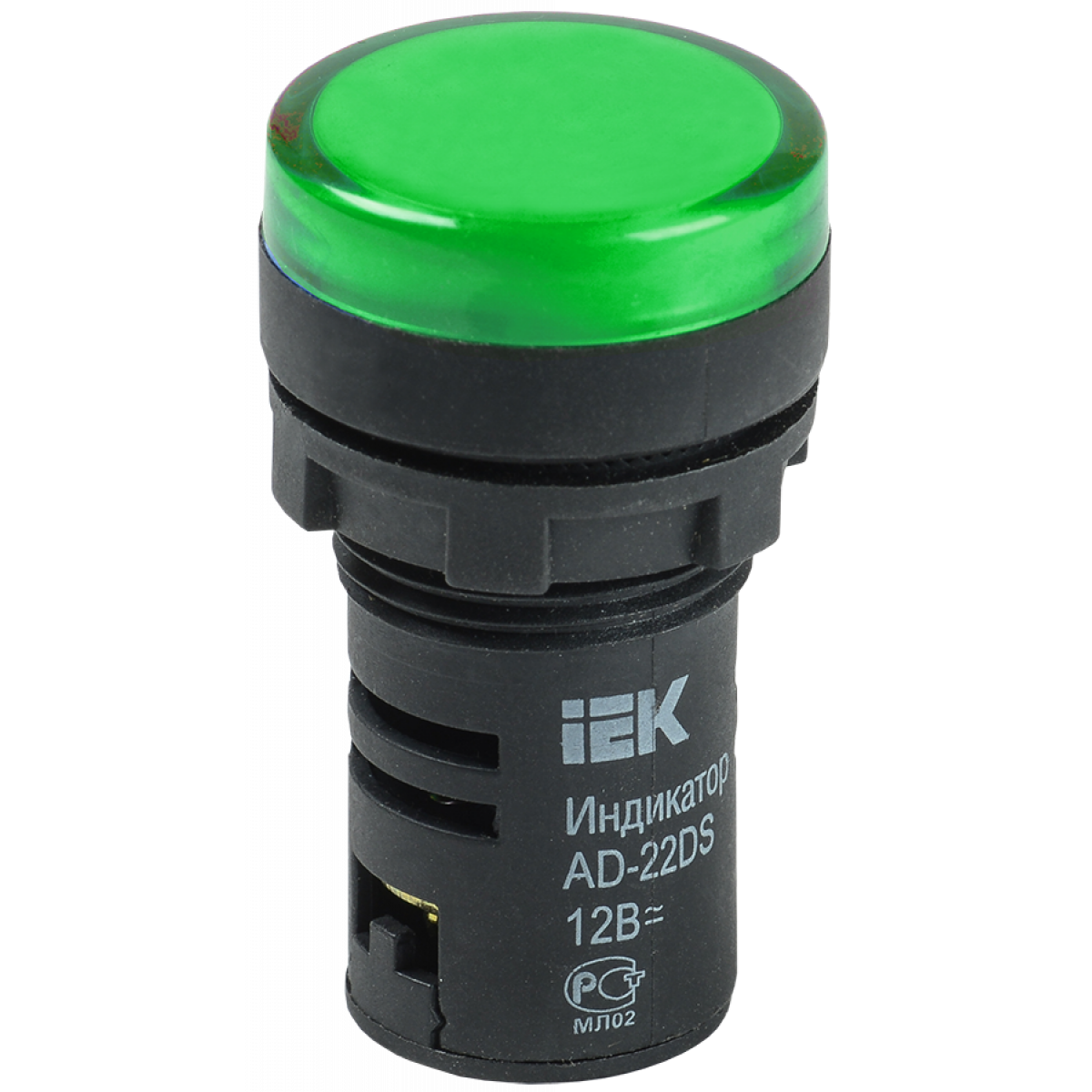 Лампа AD-22DS LED-матриця d22мм зелений 12В AC/DC IEK