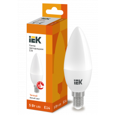 Лампа светодиодная ECO C35 свеча 5Вт 230В 3000К E14 IEK