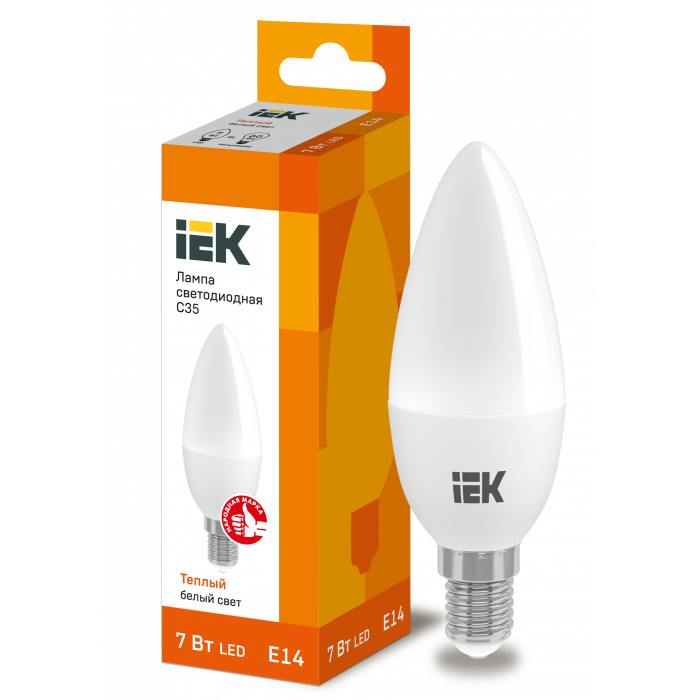Лампа светодиодная ECO C35 свеча 7Вт 230В 3000К E14 (LLE-C35-7-230-30-E14) ІЕК
