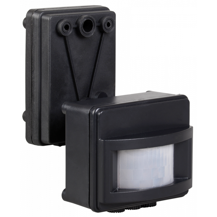 Датчик движения ДД 017 черный, макс. нагрузка 1100Вт, угол обзора 120град., дальность 12м, IP44, IEK