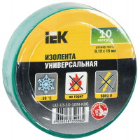Изолента 0,13х15 мм зеленая 10 метров ИЭК