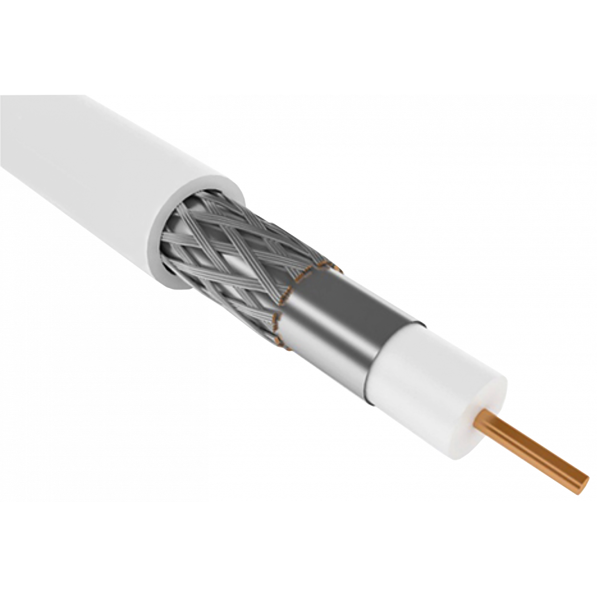 ITK Кабель зв'язку коаксіальний RG6, 75 Ом, FPE, PVC, 305м, білий (CC1-R6F1-111) ІЕК