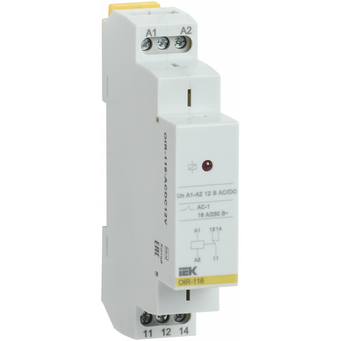 Промежут. реле.OIR 1 конт (16А). 12 В AC/DC (OIR-116-ACDC12V) ІЕК