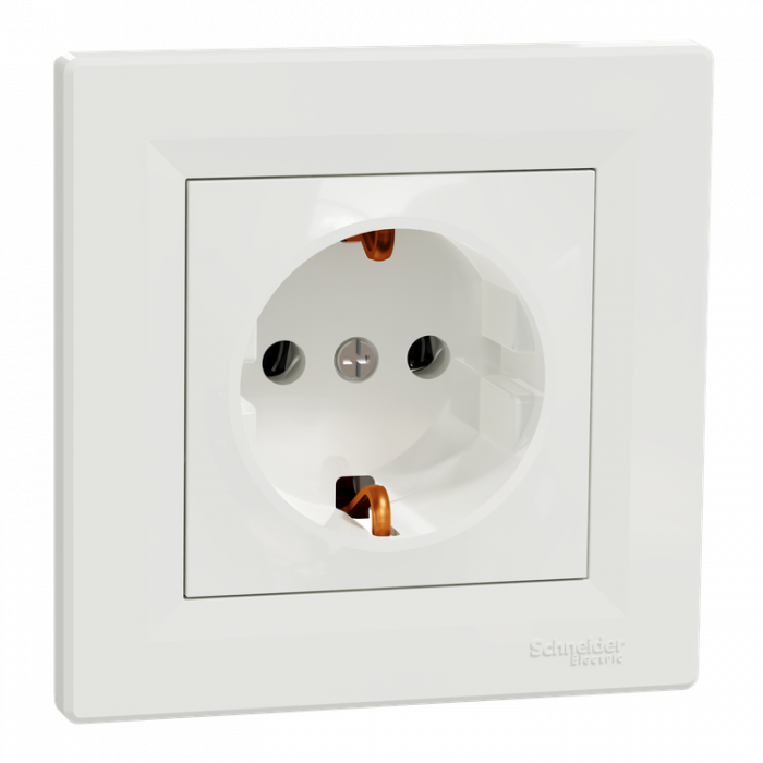 Розетка із заземленням біла ASFORA Schneider