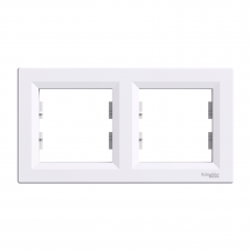Рамка Двухместный, Горизонтальный, Белая Asfora Schneider