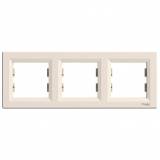 Рамка Трехместные, Горизонтальный, Кремовый Asfora Schneider