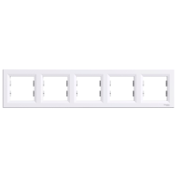 Рамка Пятиместный Горизонтально, Белая Asfora Schneider