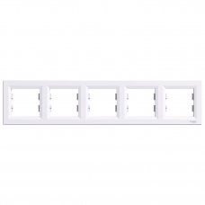 Рамка Пятиместный Горизонтально, Белая Asfora Schneider