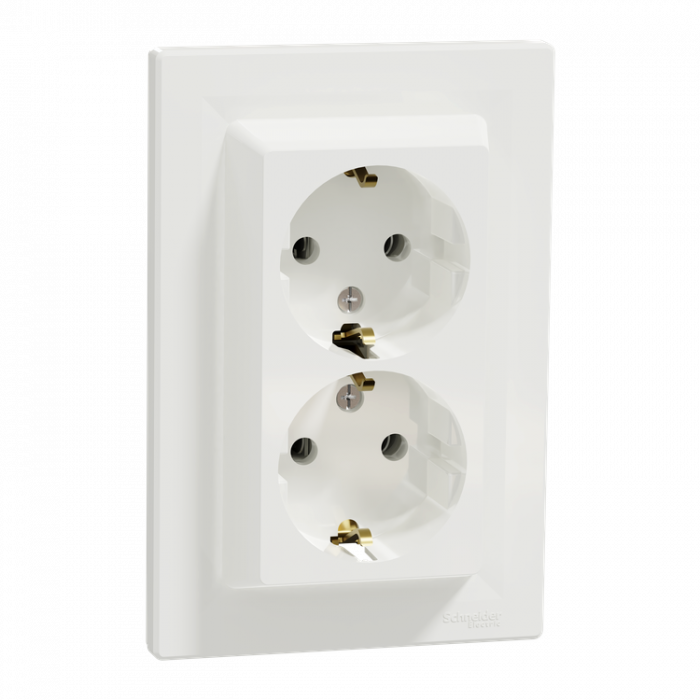 Розетка двойная с заземлением белая ASFORA Schneider