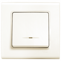 Вимикач одинарний з підсвічуванням Linnera Крем