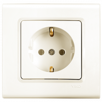 Розетка одинарна із заземленням Linnera Крем