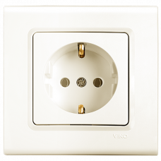 Розетка одинарная с заземлением Linnera Крем
