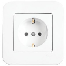 Розетка одинарная с заземлением Rollina Белая
