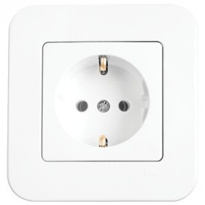 Розетка одинарная с заземлением Rollina Белая