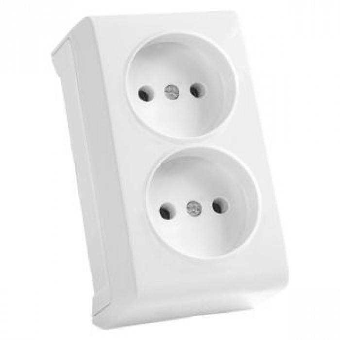 Розетка двойная белая Vera Vi-KO
