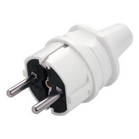 Вилка прямая с заземлением белая/черная