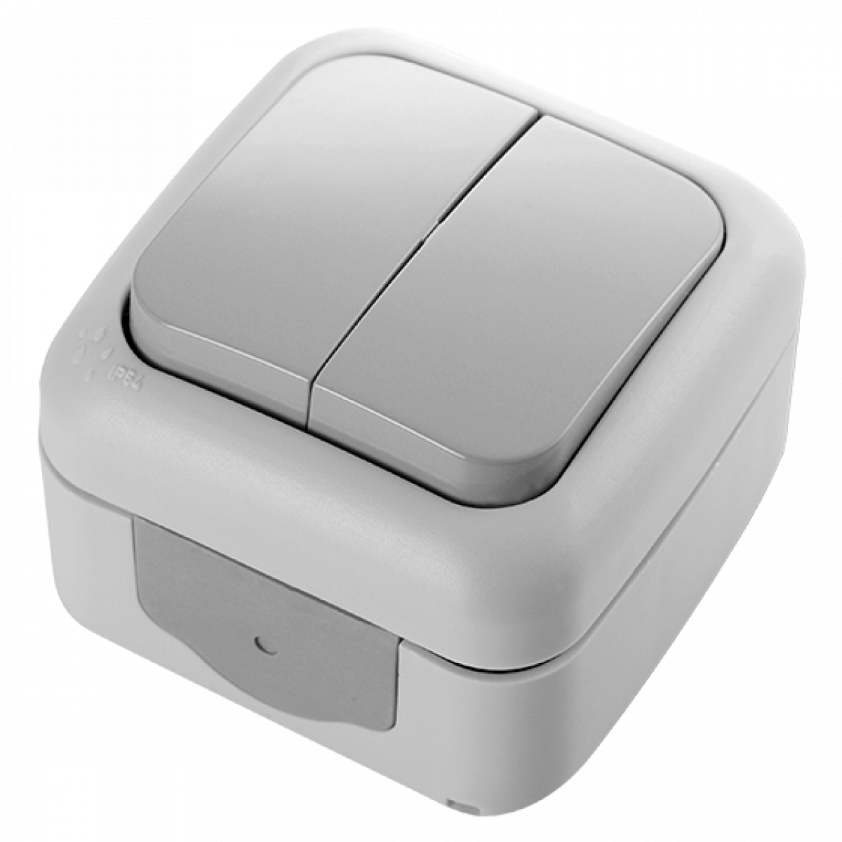 Вимикач вологозахищений подвійний кремовий Palmiye Vi-KO