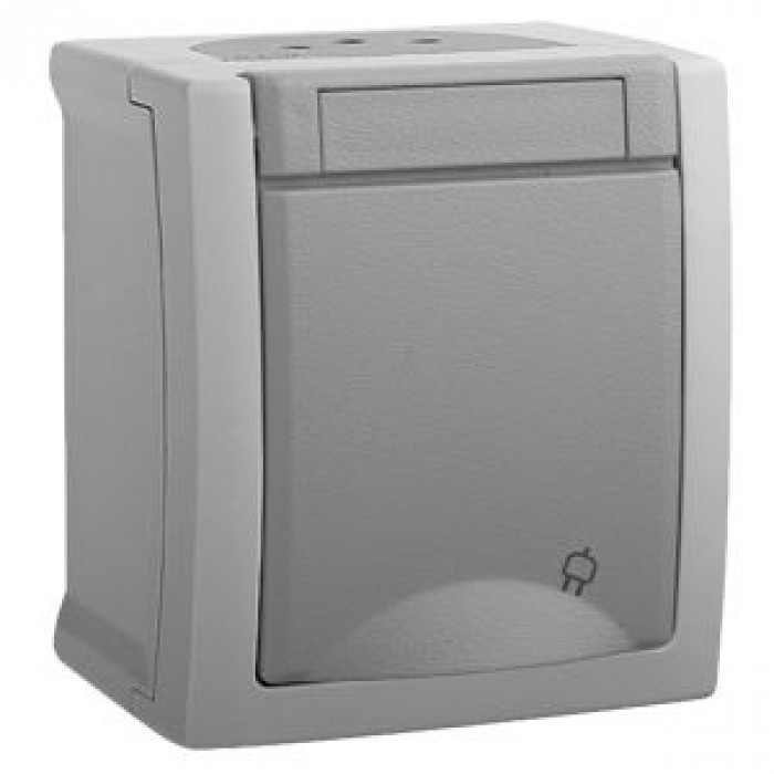 Розетка с заземлением серая Pacific Vi-KO