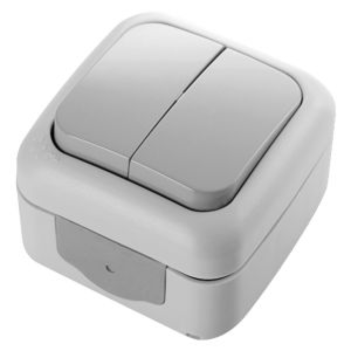 Вимикач вологозахищений подвійний сірий Palmiye Vi-KO