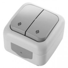 Выключатель влагозащищенный двойной проходной серый Palmiye Vi-KO