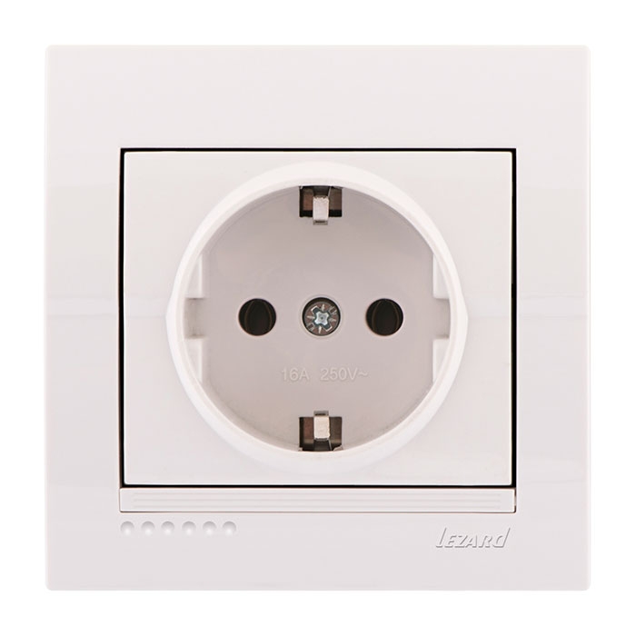 Розетка с заземлением белый Deriy Lezard