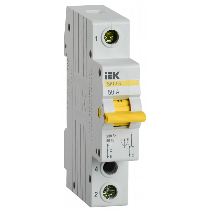 Выключатель-разъединитель трехпозиционный ВРТ-63 1Р 50А (MPR10-1-050) ІЕК