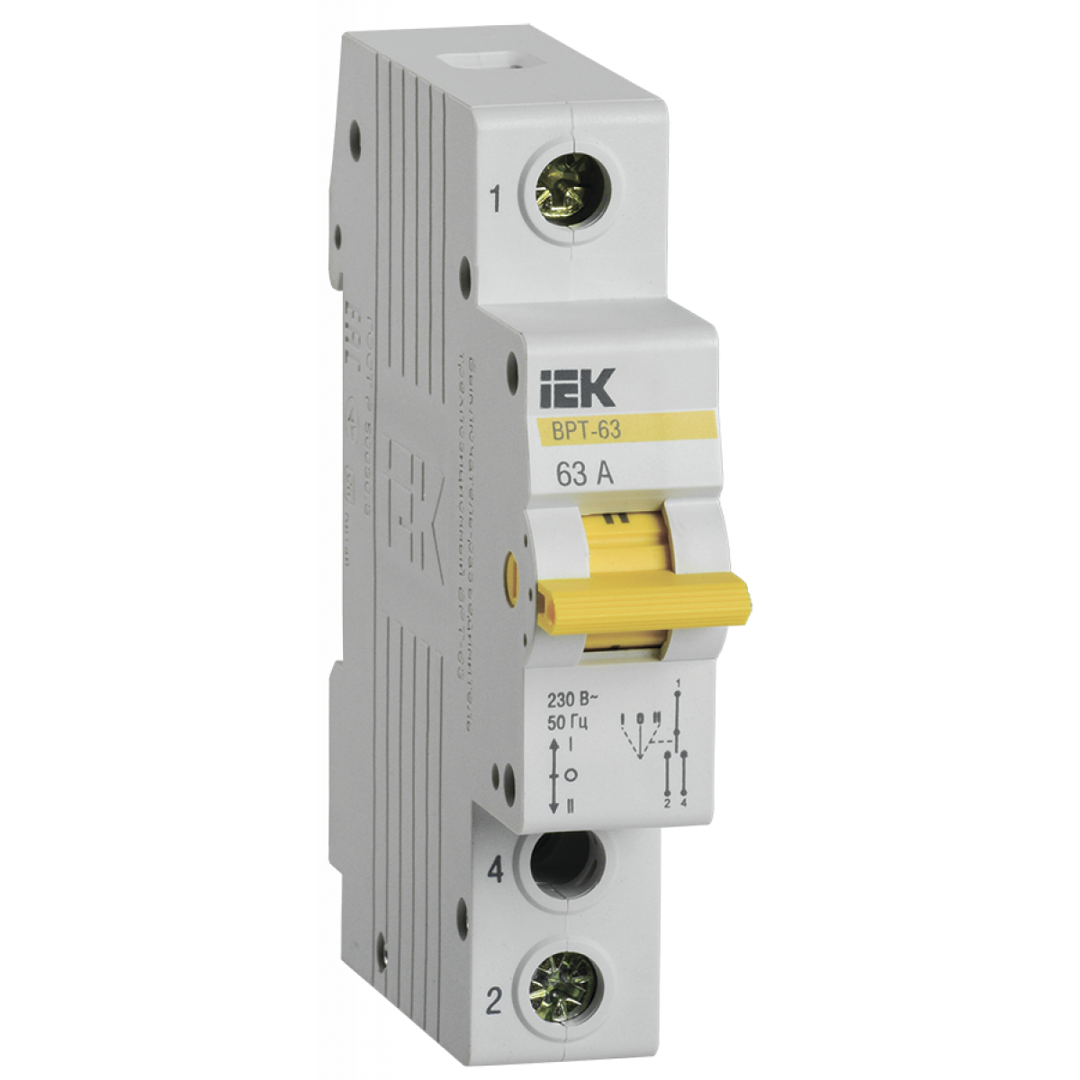 Вимикач-роз'єднувач трипозиційний ВРТ-63 1Р 63А (MPR10-1-063) ІЕК