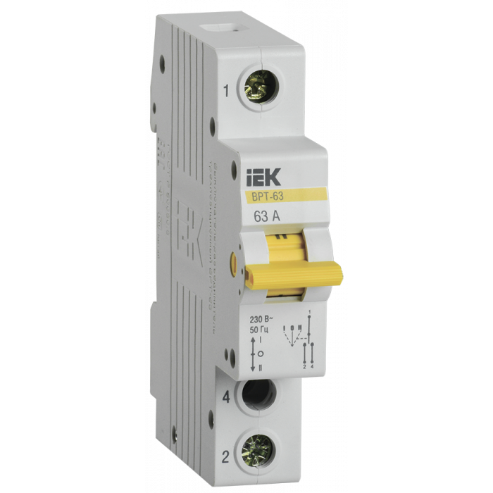 Выключатель-разъединитель трехпозиционный ВРТ-63 1Р 63А (MPR10-1-063) ІЕК