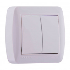 Выключатель двойной белый Demet Lezard