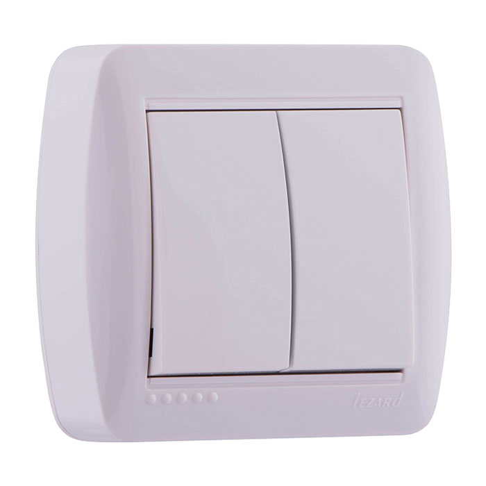 Выключатель двойной белый Demet Lezard