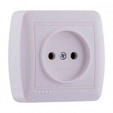 Розетка без заземления белый Demet Lezard