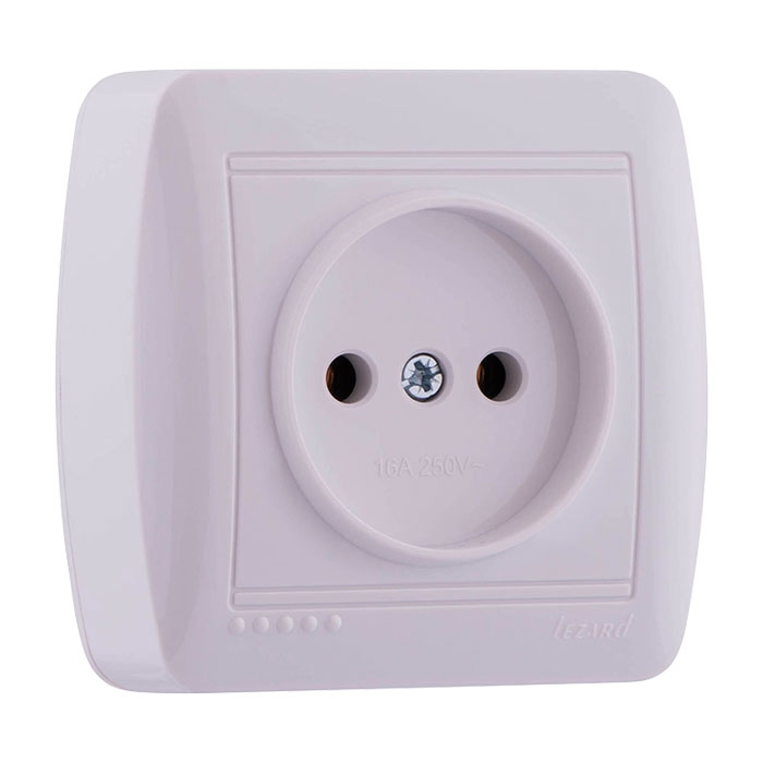 Розетка без заземления белый Demet Lezard