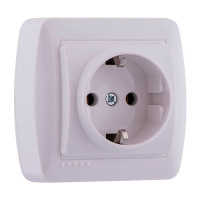 Розетка с заземлением белый Demet Lezard