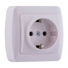 Розетка с заземлением белый Demet Lezard