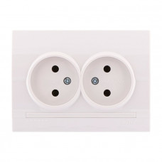 Розетка двойная без заземления белый Deriy Lezard