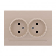 Розетка двойная без заземления крем Deriy Lezard