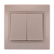 Выключатель двойной крем Mira Lezard